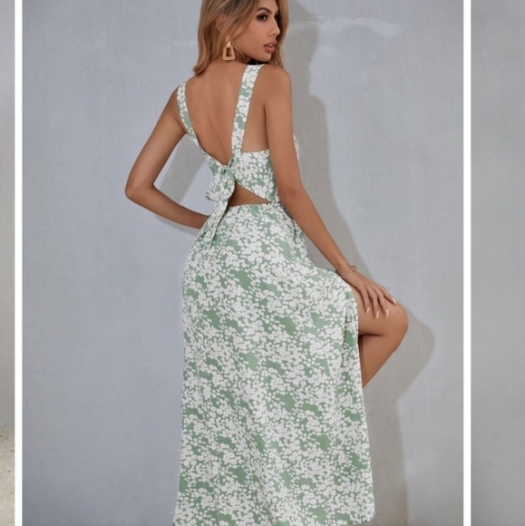 Shein Green Cutout Tie Back Dress - Picture 6 of 10